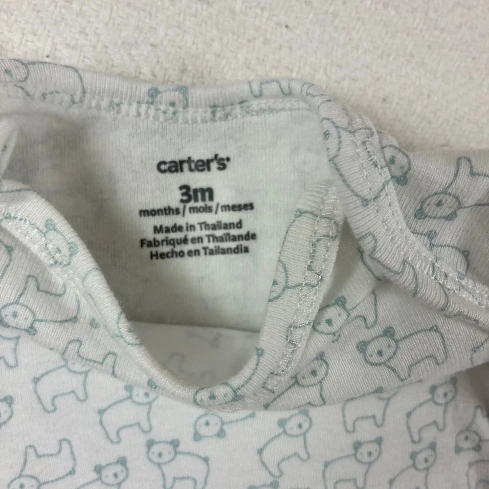 Carter's Baby Boy 4pc Lot Bodysuits Sleepers Cotton Terry Animal Gray Teal 3M